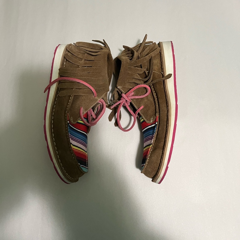 Ariat Multicolor Striped Ankle Boots with Brown Suede - Picture 3 of 6